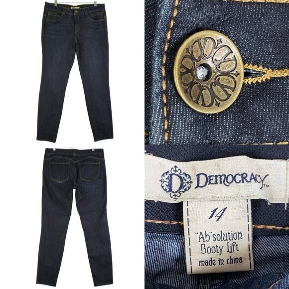 Democracy Jeans Ab Solution Booty Lift Women's Size 14 High Rise Stretch - Picture 1 of 10